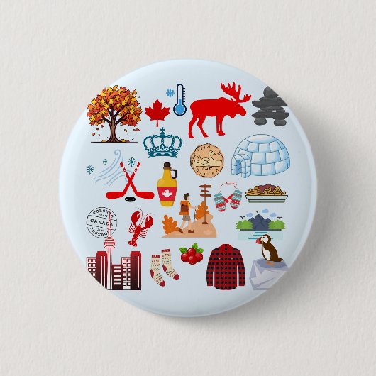 Canadese Symbolen Ronde Button 5,7 Cm (Voorkant)