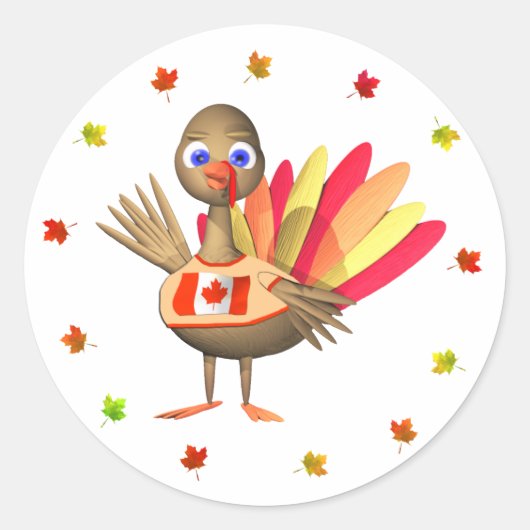 Canadese Thanksgiving Baby Turkije Ronde Sticker (Voorkant)
