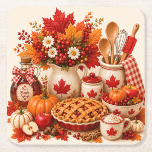 Canadese Thanksgiving Espresso Oogst Keuken Kartonnen Onderzetters