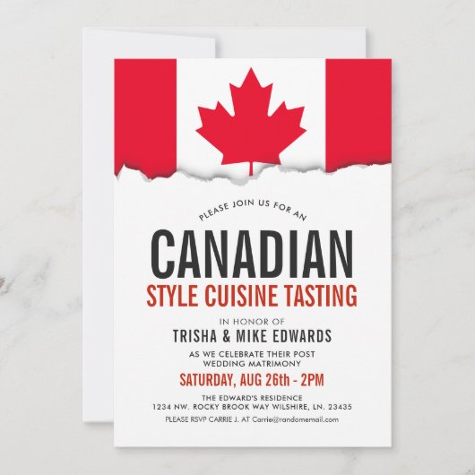 Canadese themakeuken | Feestvlag Witte Uitnodiging (Voorkant)