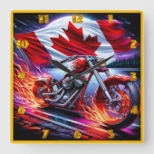 Canadese trots motorfiets bij zonsondergang vierkante klok (Voorkant)