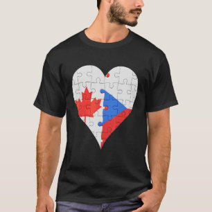 Canadese Tsjechische vlag Heart T-shirt