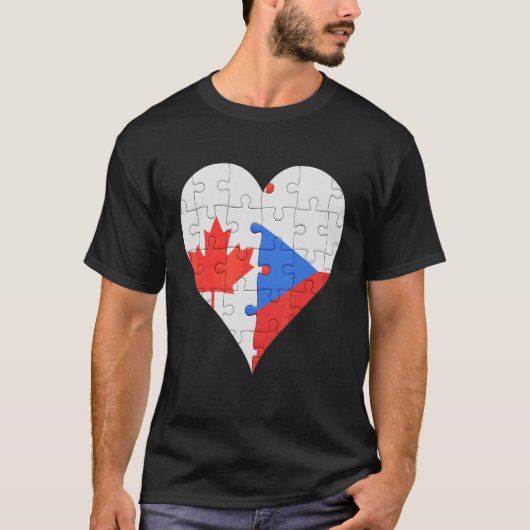 Canadese Tsjechische vlag Heart T-shirt (Voorkant)