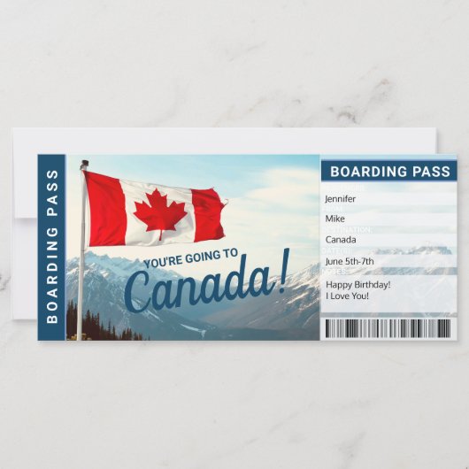 Canadese vakantie cadeau instapkaart ticket (Voorkant)