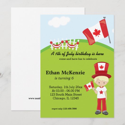 Canadese verjaardagspartij kaart (Voorkant / Achterkant)