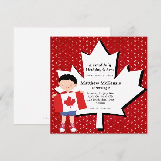 Canadese verjaarjongen kaart (Voorkant / Achterkant)