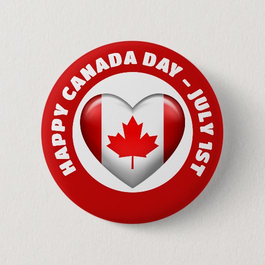 Canadese vlag | 3D-hartpictogram | Emblem Brooch Ronde Button 5,7 Cm (Voorkant)