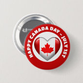Canadese vlag | 3D-hartpictogram | Emblem Brooch Ronde Button 5,7 Cm (Voorkant /achterkant)