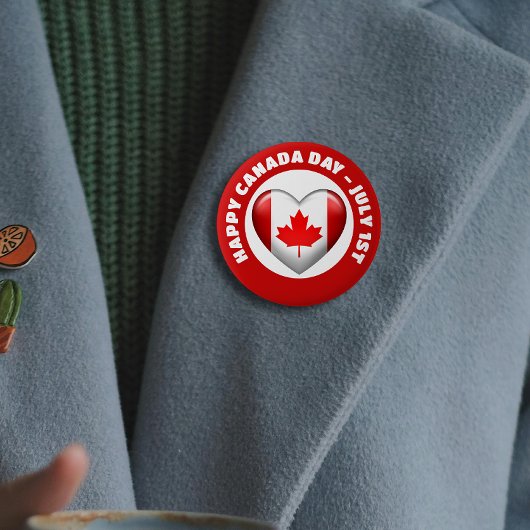 Canadese vlag | 3D-hartpictogram | Emblem Brooch Ronde Button 5,7 Cm