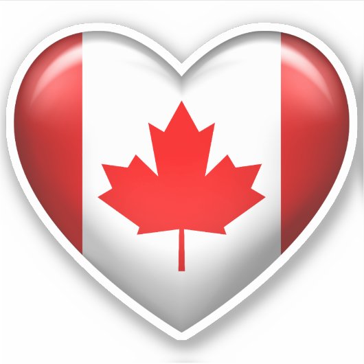 Canadese vlag | 3D-hartpictogram Sticker (Voorkant)
