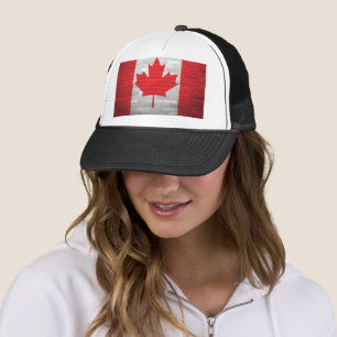 Canadese Vlag Bakstenen Muur Canada Esdoorn Hoed Trucker Pet