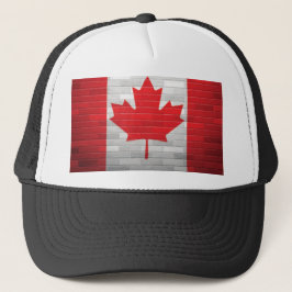 Canadese Vlag Bakstenen Muur Canada Esdoorn Hoed Trucker Pet