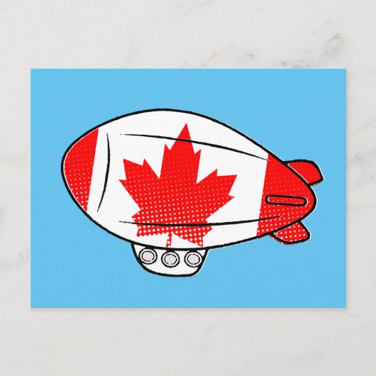 Canadese vlag Blimp ballon in blauwe lucht Custom Briefkaart (Voorkant)