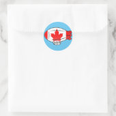 Canadese vlag Blimp ballon in blauwe lucht Custom Ronde Sticker (Tas)