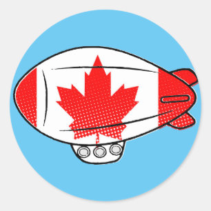 Canadese vlag Blimp ballon in blauwe lucht Custom Ronde Sticker