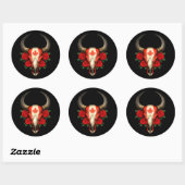 Canadese Vlag Bull Skull met Rode Rozen Ronde Sticker (Vel)