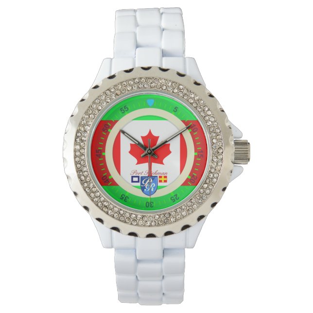 Canadese Vlag Canada Haven Richman Nautical Horloge (Voorkant)
