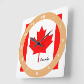 Canadese vlag, Canada trendy mode/ontwerpklok Vierkante Klok (Hoek)