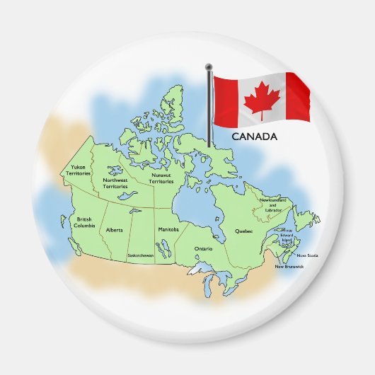 Canadese Vlag en Kaart Magneet (Voorkant)