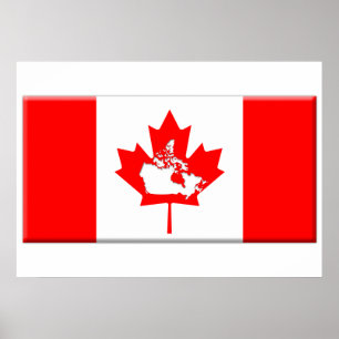 Canadese vlag en landvorm poster