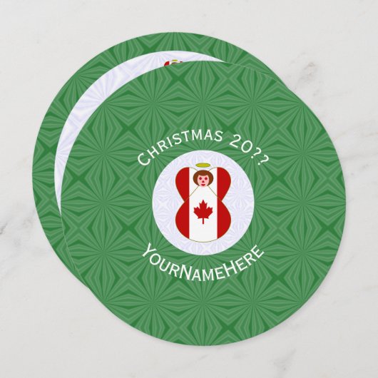 Canadese Vlag Engel Kerstmis Gepersonaliseerd Kaart (Voorkant / Achterkant)