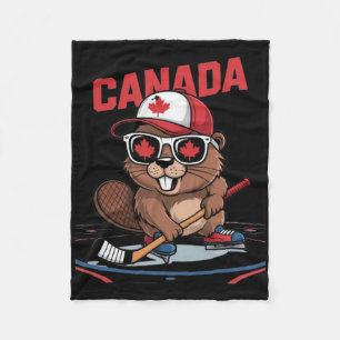 Canadese Vlag Esdoornblad Bever Hockeystick Zonneb Fleece Deken