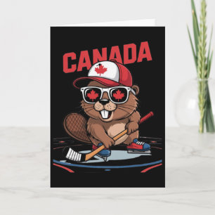 Canadese Vlag Esdoornblad Bever Hockeystick Zonneb Kaart