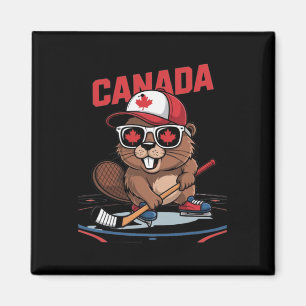 Canadese Vlag Esdoornblad Bever Hockeystick Zonneb Magneet