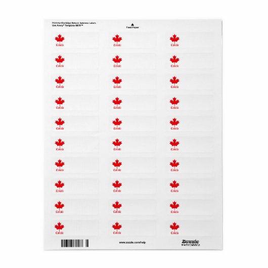 Canadese vlag etiket (Full Sheet)