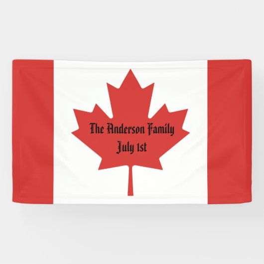 Canadese vlag familienaam 1 juli spandoek (Horizontaal)