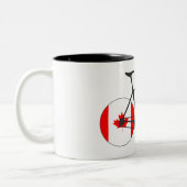 Canadese vlag fietsen tweekleurige koffiemok (Links)