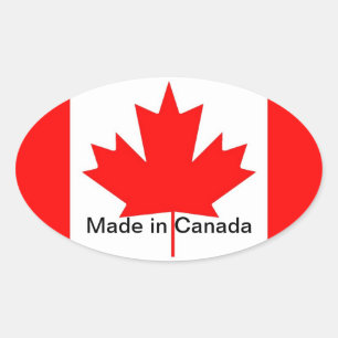Canadese vlag, gemaakt in Canada Ovale Sticker