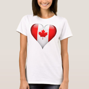 Canadese vlag glas hart t-shirt