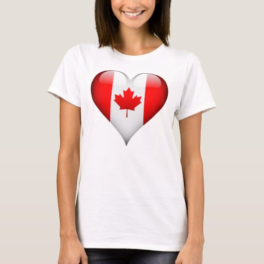 Canadese vlag glas hart t-shirt (Voorkant)