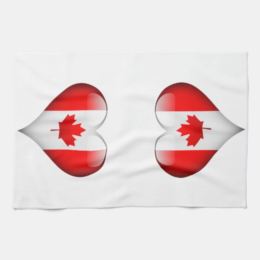 Canadese vlag glas hart theedoek (Horizontaal)