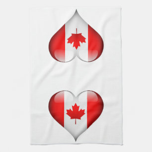 Canadese vlag glas hart theedoek