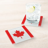 Canadese vlag glazen onderzetter (Schuin)