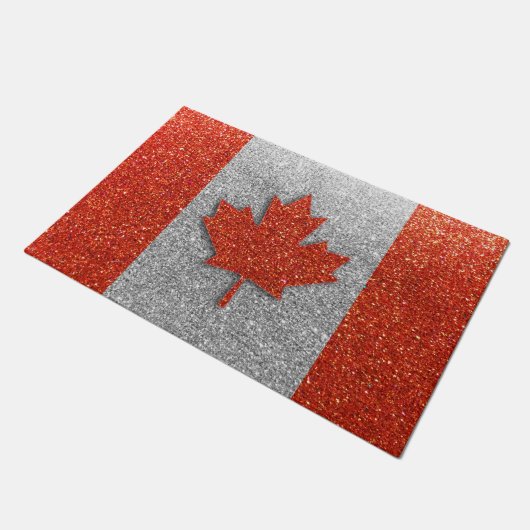 Canadese vlag Glitter Maple Leaf Canada Welkom Deurmat (Schuin)