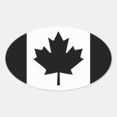 Canadese Vlag Grafisch in Zwart Ovale Sticker (Voorkant)