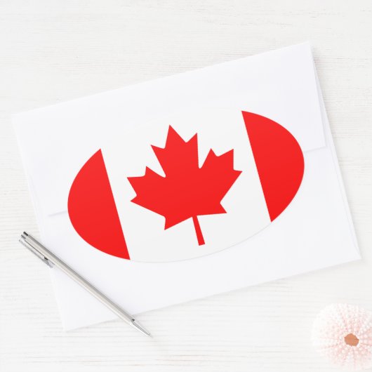 Canadese Vlag Grafisch Ovale Sticker (Envelop)