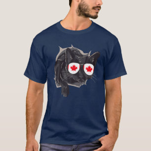 Canadese Vlag Grappige Canadese Kat Zonnebril T-shirt