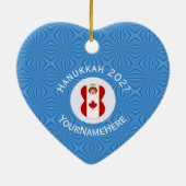 Canadese vlag Hanukkah Angel Naam Jaar Hart Keramisch Ornament (Achterkant)