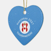 Canadese vlag Hanukkah Angel Naam Jaar Hart Keramisch Ornament (Links)