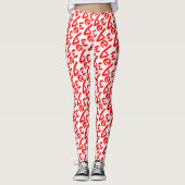 Canadese Vlag Hart Rood LIEFDE Getegeld Leggings (Voorkant)