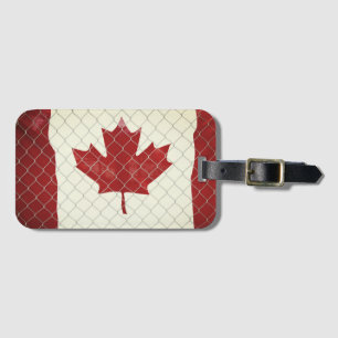 Canadese vlag. Hekwerk. Landelijk. Cool. Bagagelabel
