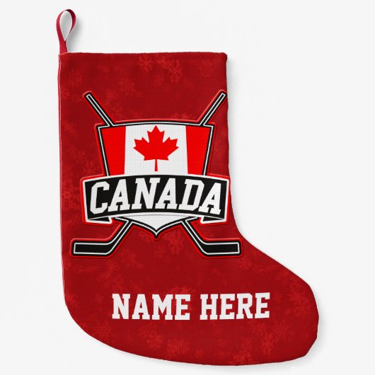 Canadese vlag Hockey Kerstmis Stocking Kleine Kerstsok (Voorkant)