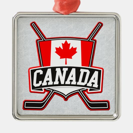 Canadese vlag Hockey-Logo Metalen Ornament (Voorkant)