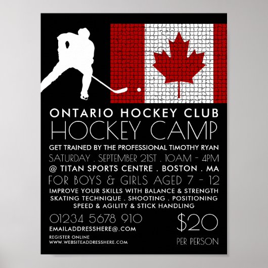 Canadese vlag, Hockey Player, Camp Adverteren Poster (Voorkant)