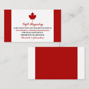 Canadese vlag Huwelijkscadeau Registry Informatiekaartje