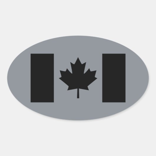 Canadese vlag in Black Decor Ovale Sticker (Voorkant)